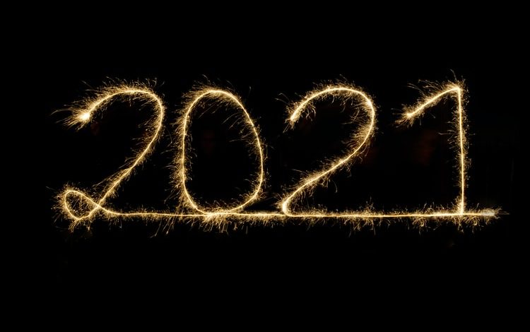 "2021" formed out of sparkler fireworks